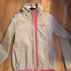 Light gray north face waterproof rain coat